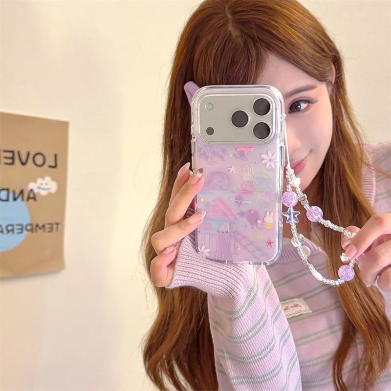 Graffiti Purple Rabbit iPhone Case for 16 Pro Max/15/14