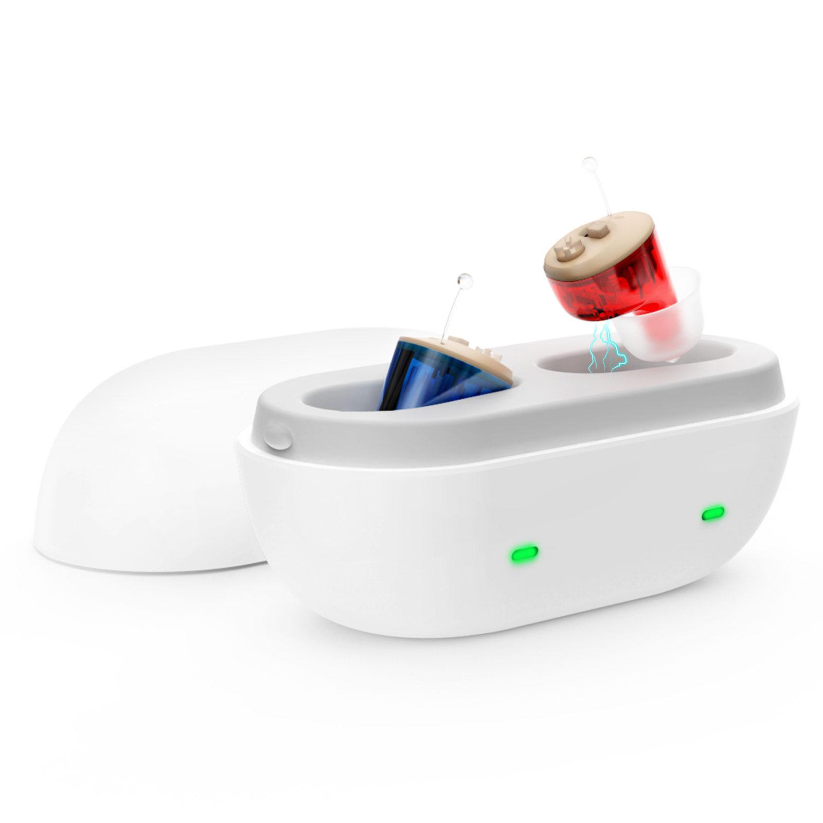 

Перезаряжаемые слуховые аппараты для глухоты, усилитель звука в ухе, мини-невидимые беспроводные наушники с регулировкой, 1 пара aero синий