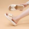 Popular soft-soled bow slippers women's 2025 summer new outer wear one-word comfortable and fashionable versatile platform sandals