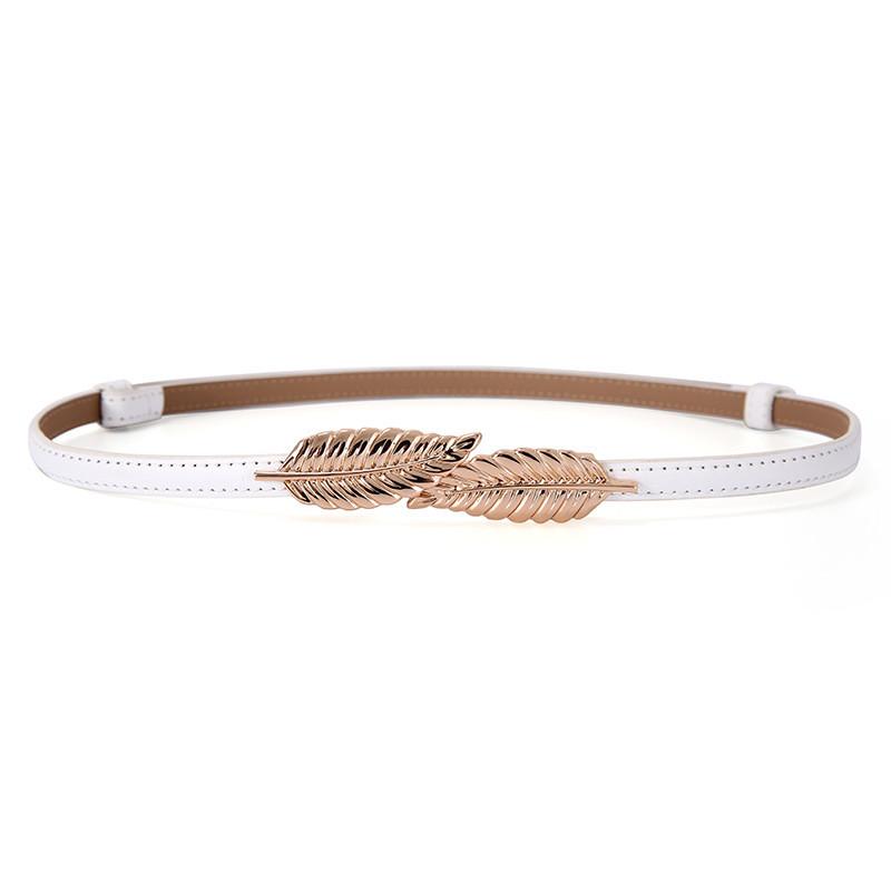 Leather Adjustable Belt For Dresses With Leaf Buckle And Smooth Closure For Womens Fashion