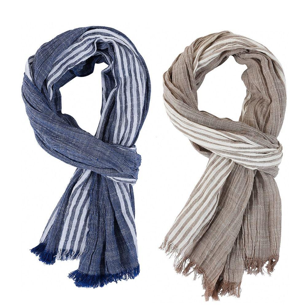 Cotton Linen Yarn-dyed Winter Men Scarf Tassel Male Accessories High Quality Neckerchief  Wrap