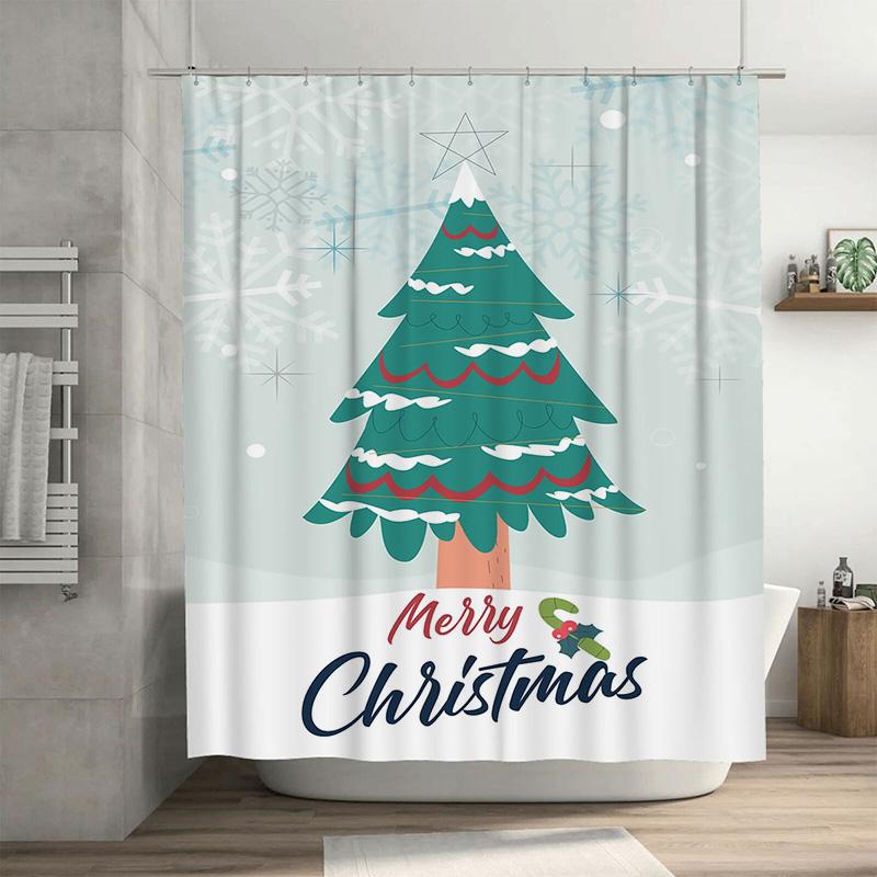 

Tuniu Festive Christmas Bathroom Decor Shower Curtain Cute Holiday Forest Design Waterproof Fabric Vibrant Colors Charming Winte W60H190(CM)-1 Pcs