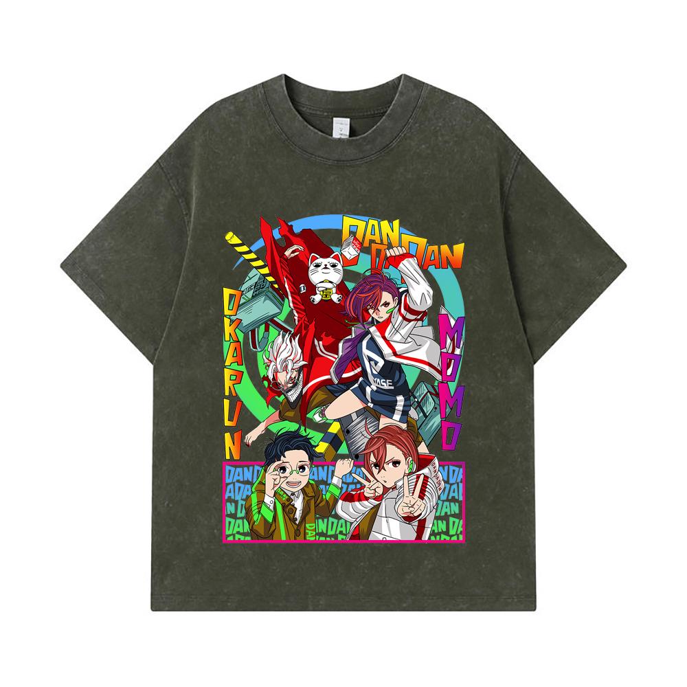 275 GSM Washed T-shirts 100% Cotton DanDaDan V8 Print Unisex Heavy Cotton T Shirt S