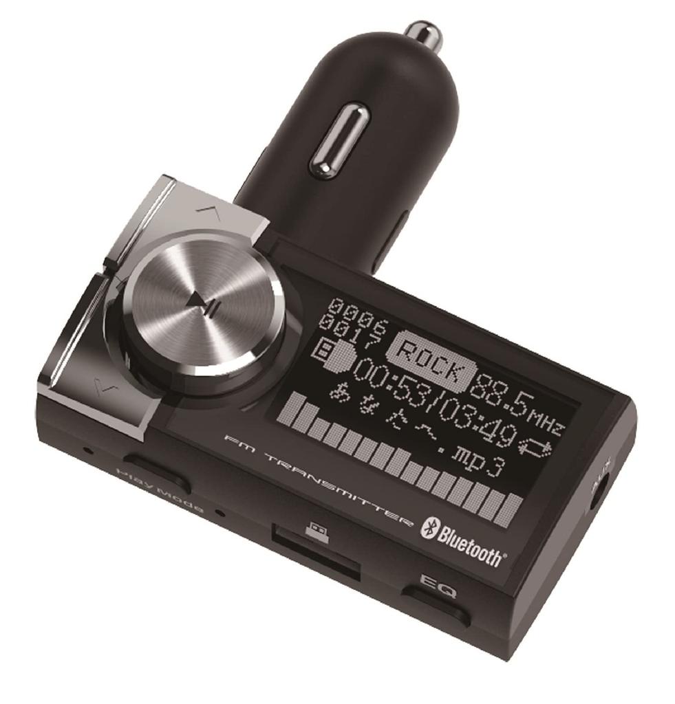 Kashimura NKD-217 Bluetooth FM-sender, Equalizer, AUX med MP3-spiller, Stor skjerm LCD, MicroSD, Støtter USB-enheter, Håndfri, Glico-skjerm