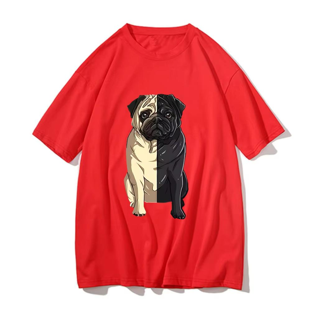 Pug Pattern Printing Tshirts UnisexWomen Lovely Cartoon Animal Tshirts Streetwear Short Sleeve T Shirts 100 Cotton High Quality