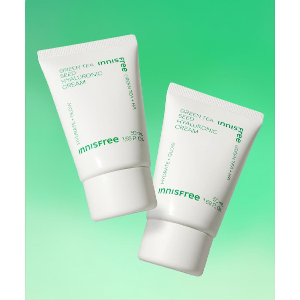 Innisfree Green Tea Seed Hyaluronic Acid Cream 50ml  Tube Type  2 + Green Tea Ceramide Cream 15ml 2