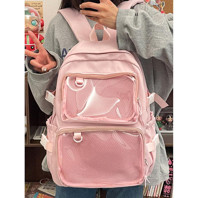 Japanese ins transparent badge pain bag backpack women's two-dimensional comic exhibition jk schoolbag student girl backpack