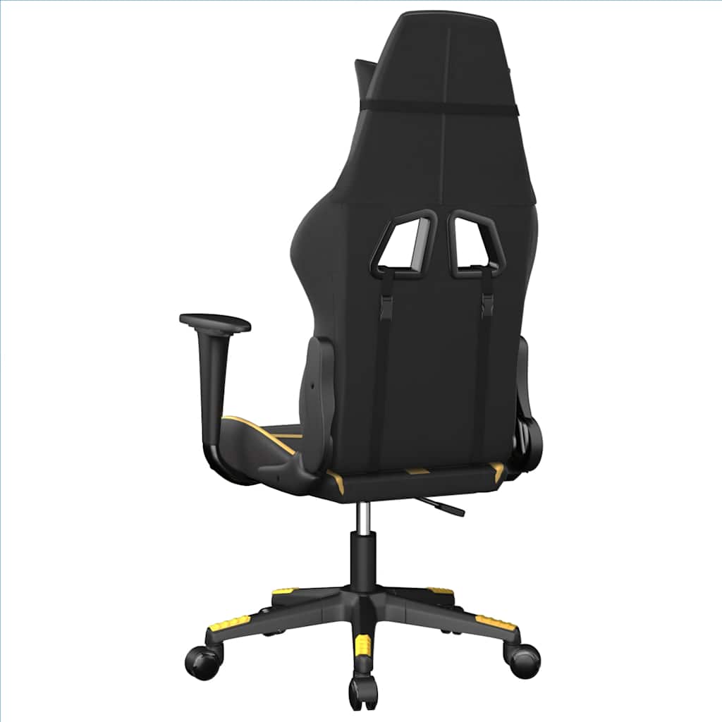 Gaming Chair with Massage Function Black & Gold Artificial Leather