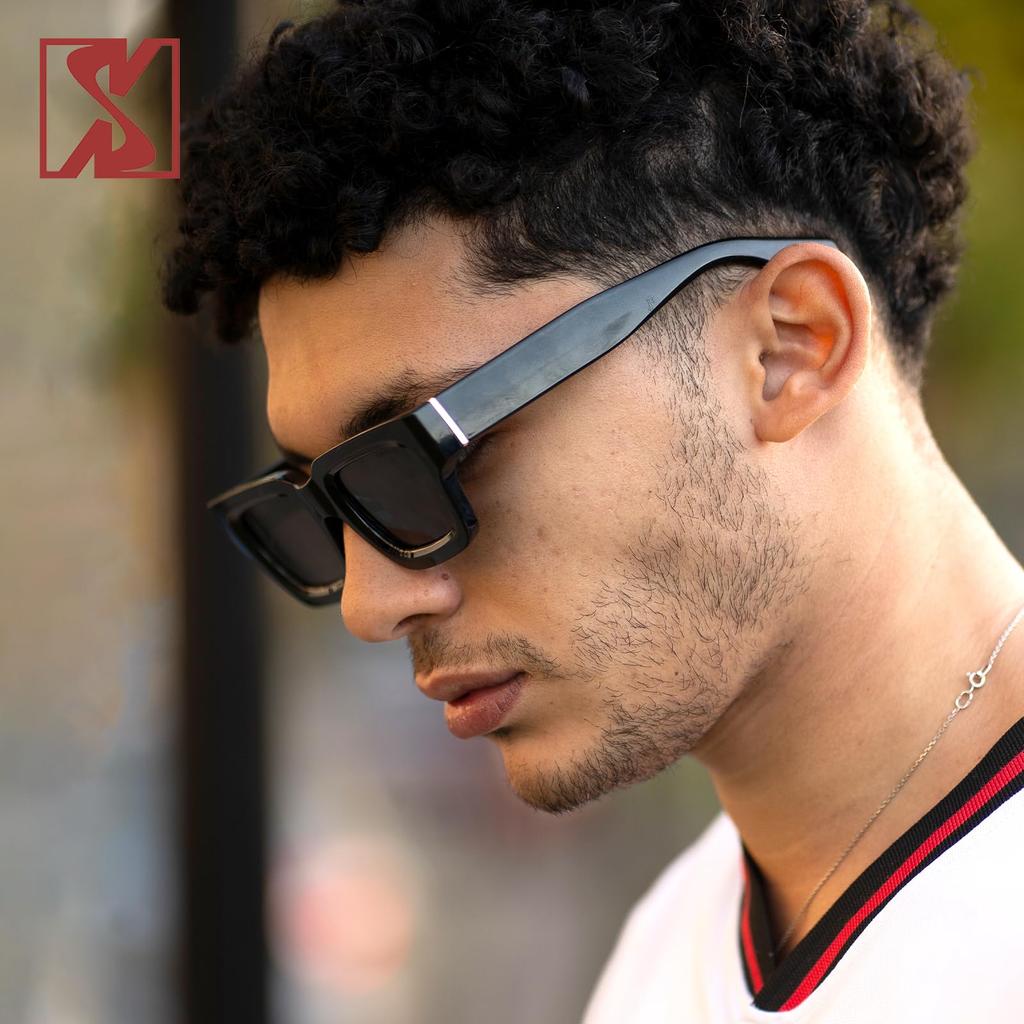 Retro Chunky Square Sunglasses for Men and Trendy Thick Slim Rectangular Designer 90s Eyewear [SHEEN KELLY] Women, Shades,