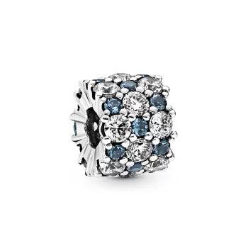 New 925 Silver Round Flower Pattern Sparkling Pink Heart-shaped Clip Charm Bead Fit for Bracelet DIY Women's Jewelry