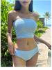 Solid Color Halter Bandeau Slimming Backless Swimsuit for Girls