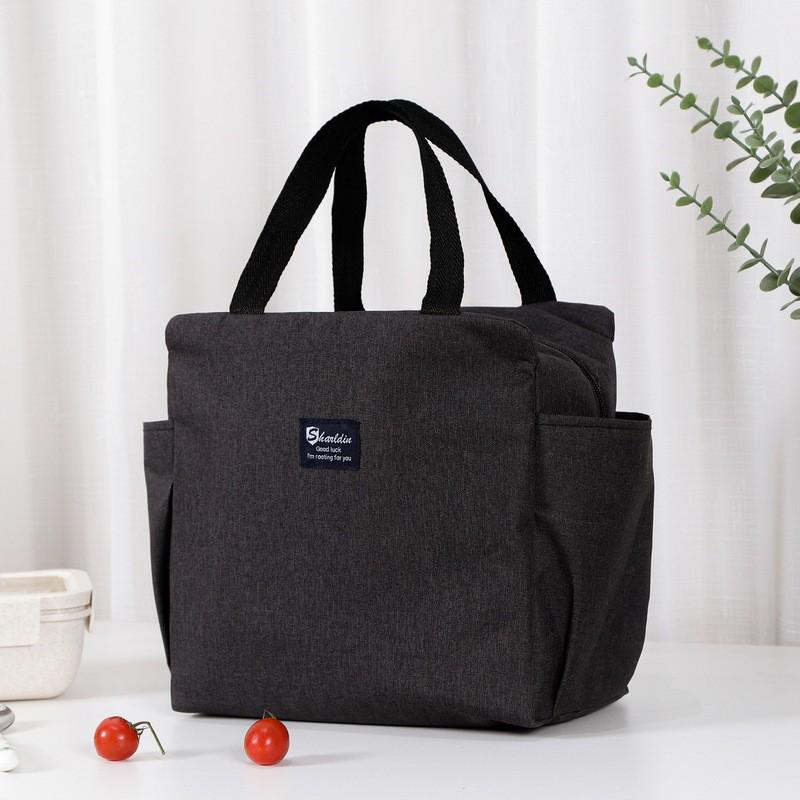 Popular Dual-Pocket Insulated Lunch Bag with Aluminum Foil: Handheld Bento and Picnic Bag with Ice Pack.