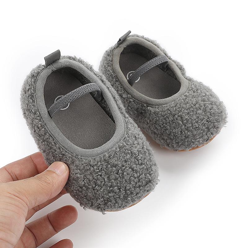 Warm Cotton Furry Baby Walking Shoes for 0-1 Year Olds - Indoor Autumn/Winter Wear