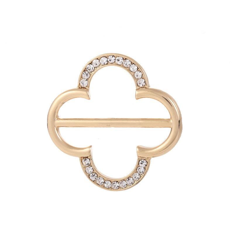 

New Fashionable Corner Hem Waist Knotted Brooch Four-leaf Clover Metal Hijab Scarf Buttoned Shirt T-shirt Fixed Buckle