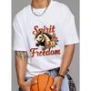 Spirit Freedom Horse Floral Print T Shirt White Men Casual Wear Outdoor Adventure Fashion Statement Top