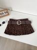 Gonna Mini Slim American Spicy Girl con Stampa Leopardo a Vita Alta per Autunno/Inverno