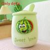 Milk Cuter Fruit Tea Cup Plush Toy Watermelon Peach Modeling Surface For Kids