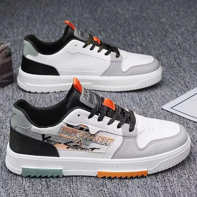 Hot Sale PU Leather Men Casual Sneakers Lace Up Fashion Flat Spring Autumn Breathable Comfortable High Quality Outdoor Footwear