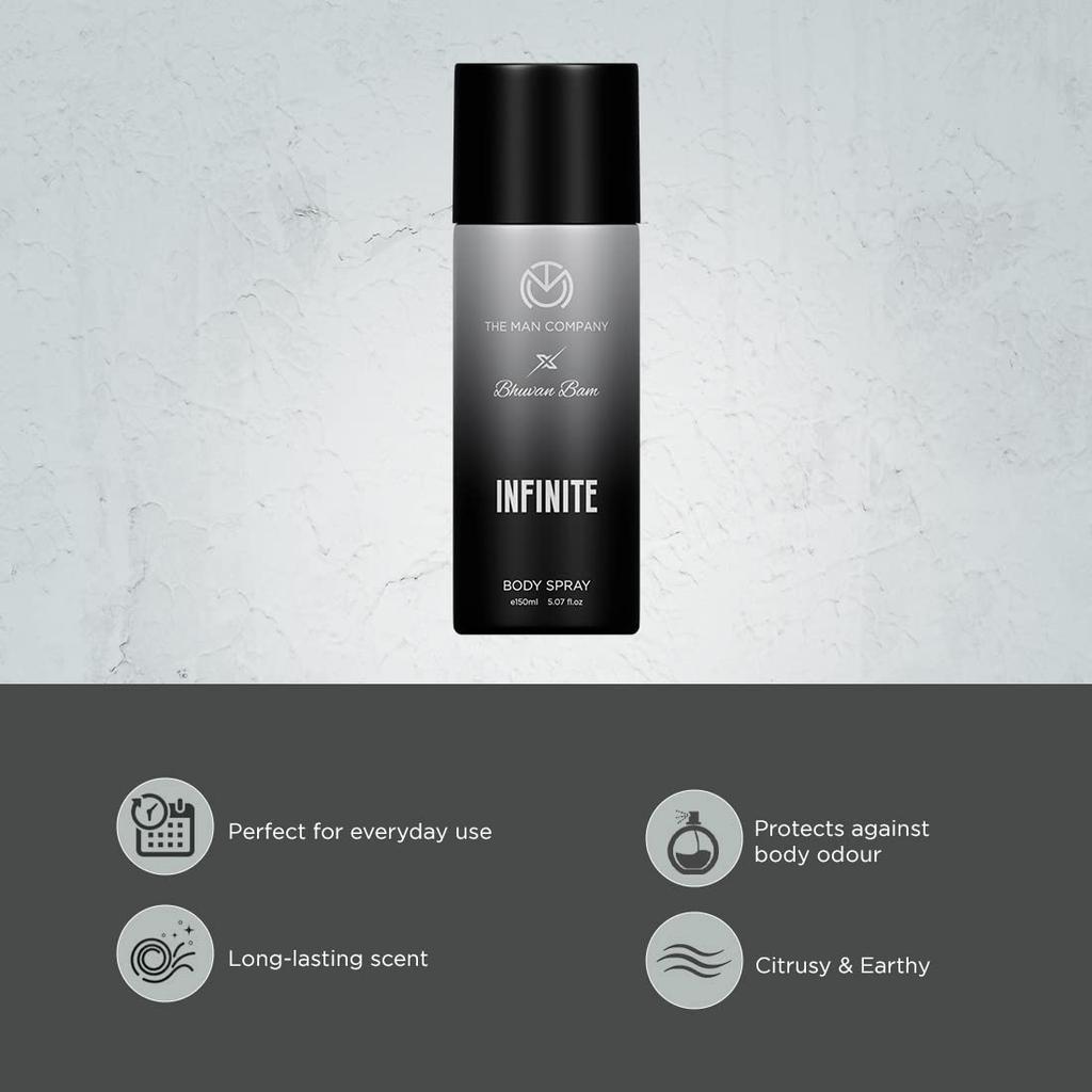 The Man Company Infinite Body Spray for Men - 150ml | Premium Long-Lasting Fragrance | Daily Office Wear Deodorant | Gift for him