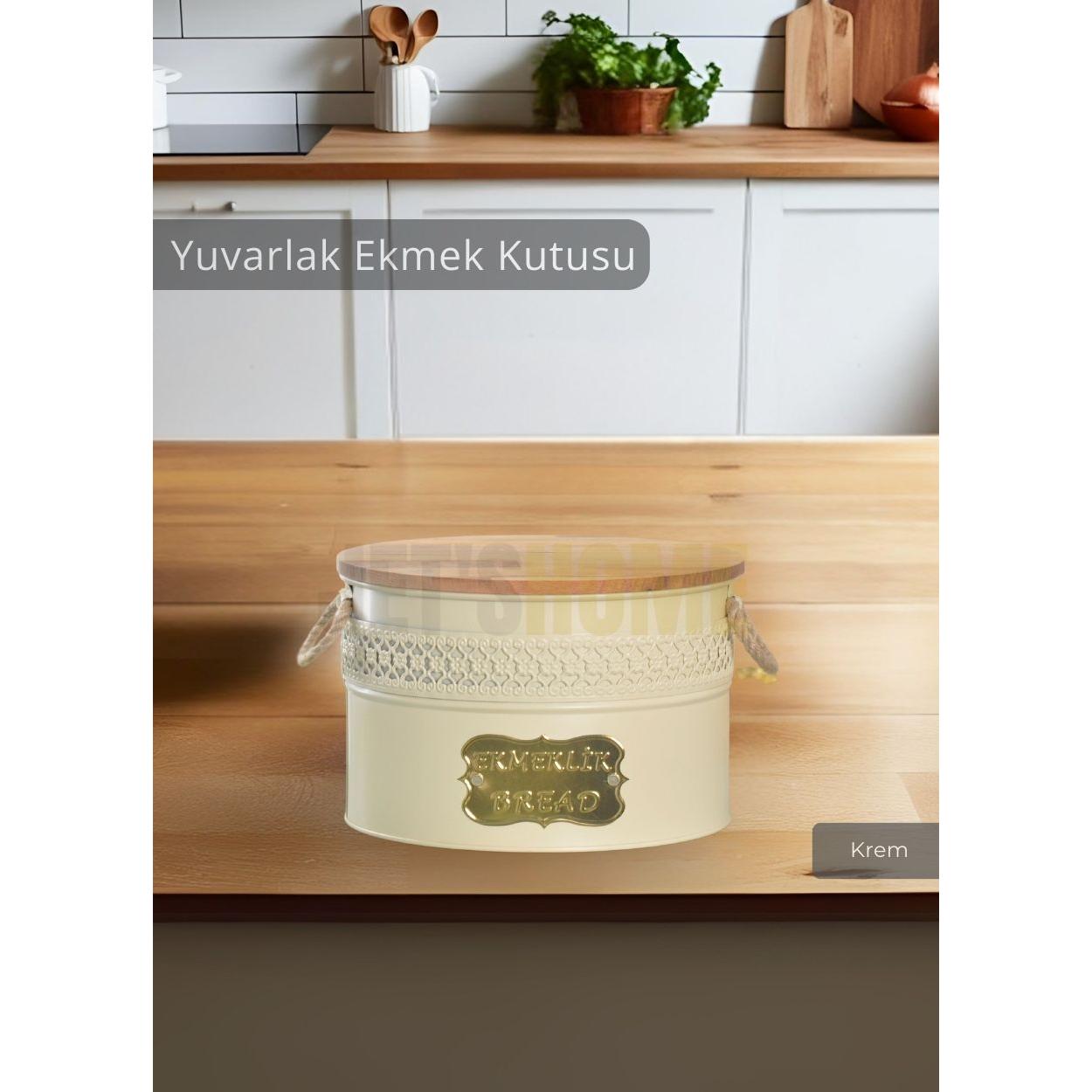 

Bread Basket Stainless Bread Storage Box Bread Bin with Cutting Board Cream