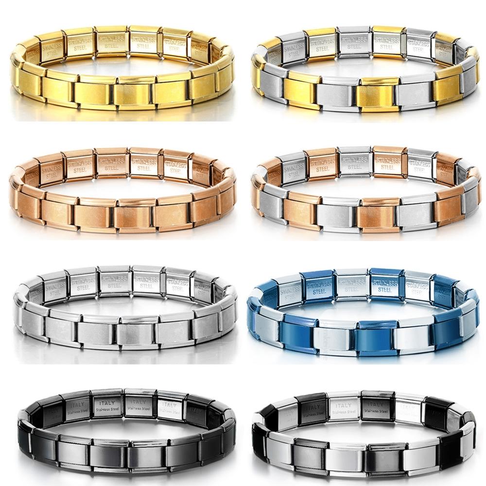 Braccialetti Charm Italiani Fai da Te Catena di Base Bracciale in Acciaio Inossidabile Moduli Assemblati Versatili Regalo Ideale 9mm Universale Dropshipping