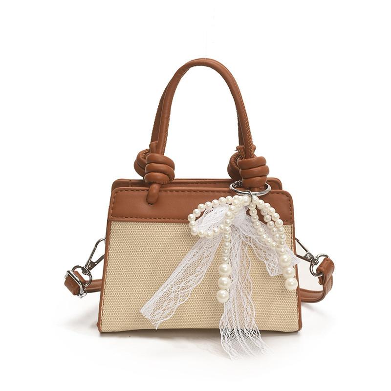 Design Minimally Spliced Children Casual Single Shoulder Square Bag With Pendant