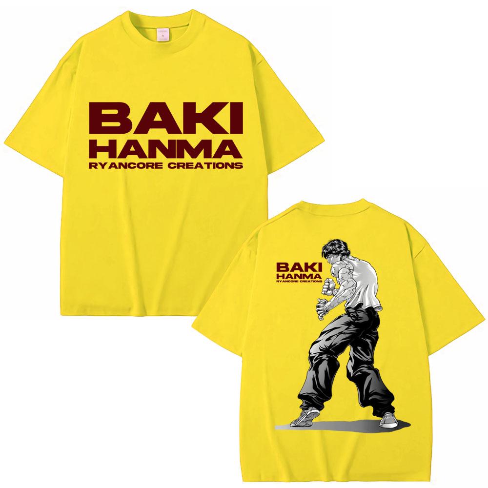 Anime Baki Ha Unisex Harajuku Vintage Trička Hip Hop Unisex Dámská Trička do Posilovny na Cvičení Oversized Bavlněné Tričko Streetwear