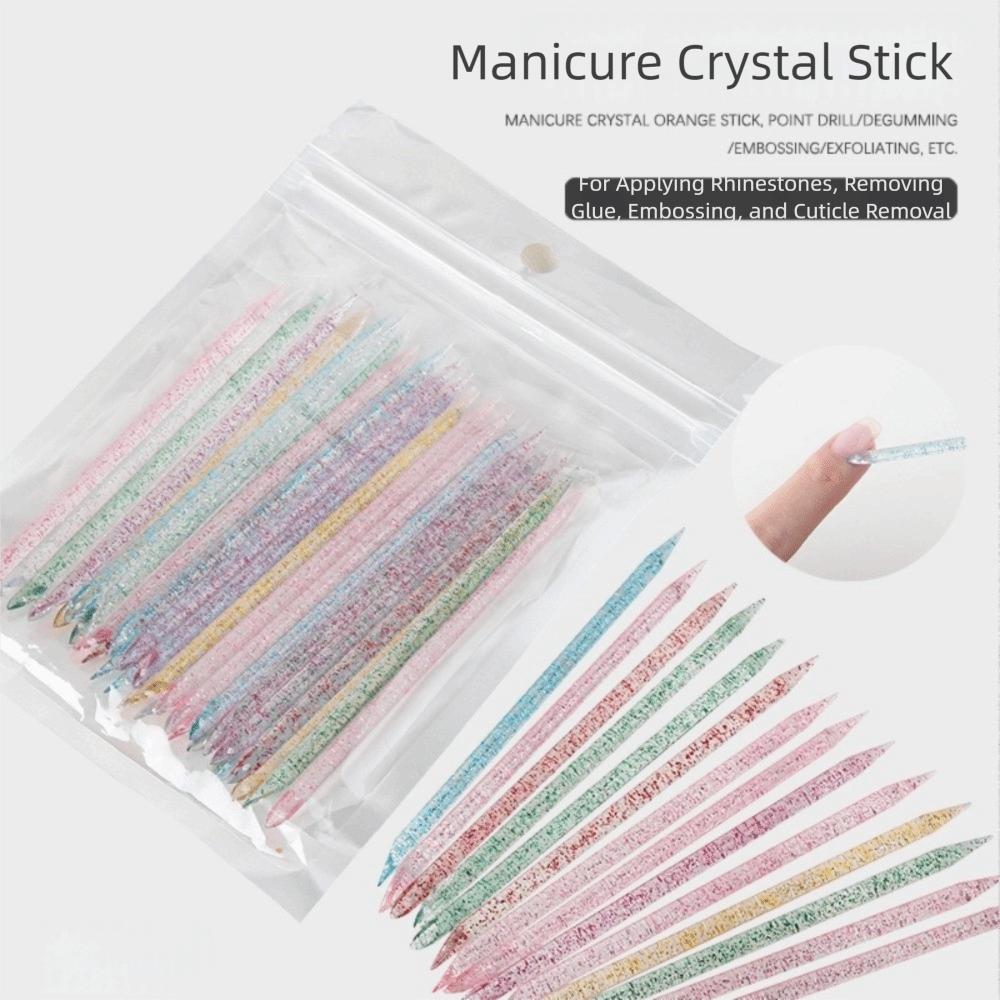 50/100Pcs Reusable Double Head Nail Art Tool Crystal Material Cuticle Remover Tool  Nail Art