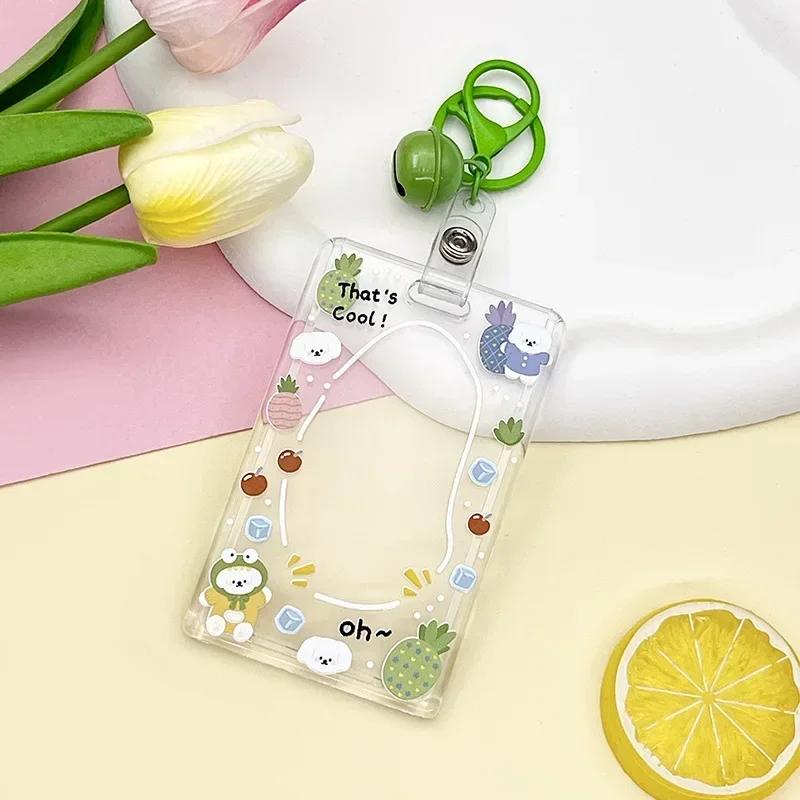 Transparent Card Holder Cartoon Animal Print ID Card Badge Holder Case Kawaii Cartoon Cute Student Bus Card Cover