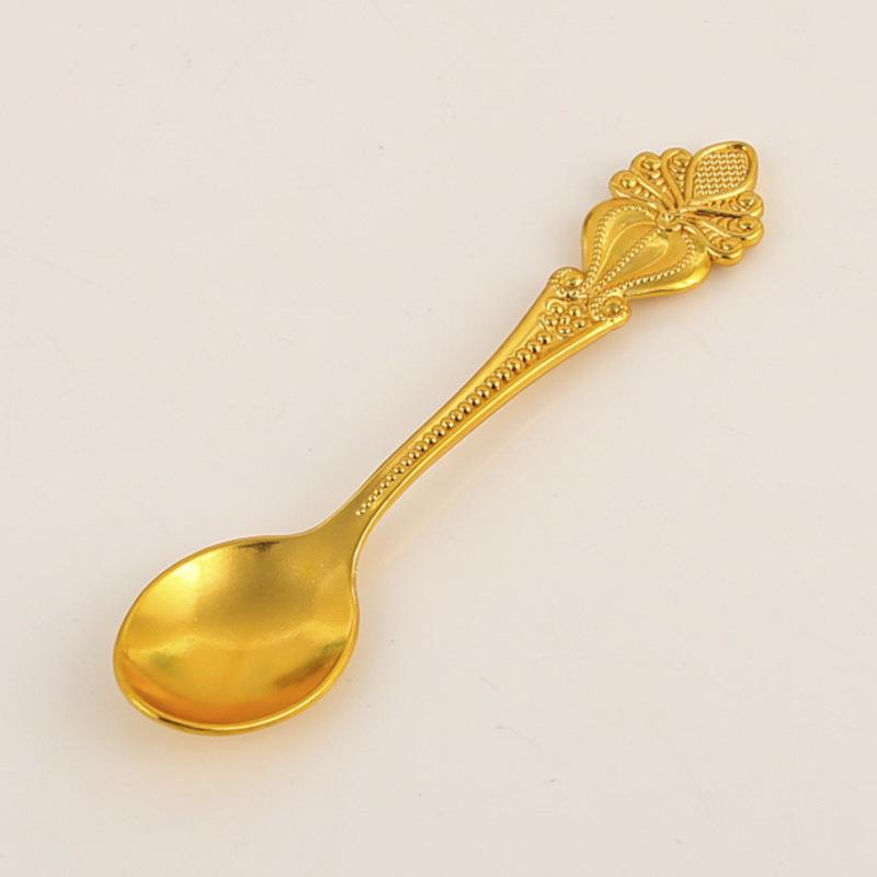 European Coffee Spoon Storage Cup Tulip Spoon Set Dessert Household Ornament Alloy Cake Spoon Tableware