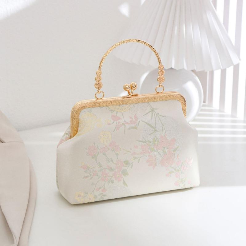 Silk Embroidered Hanfu Bag Summer Versatile Messenger Chain Dumpling Bag Floral Pattern Clutch Bag