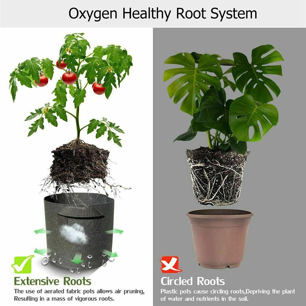 1-5Pcs Vegetable/Flower/Plant Grow Bags 1/2/3/5/7/10/12Gallons Thickened Non-Woven Grow Bags Aeration Fabric Pots with Handles
