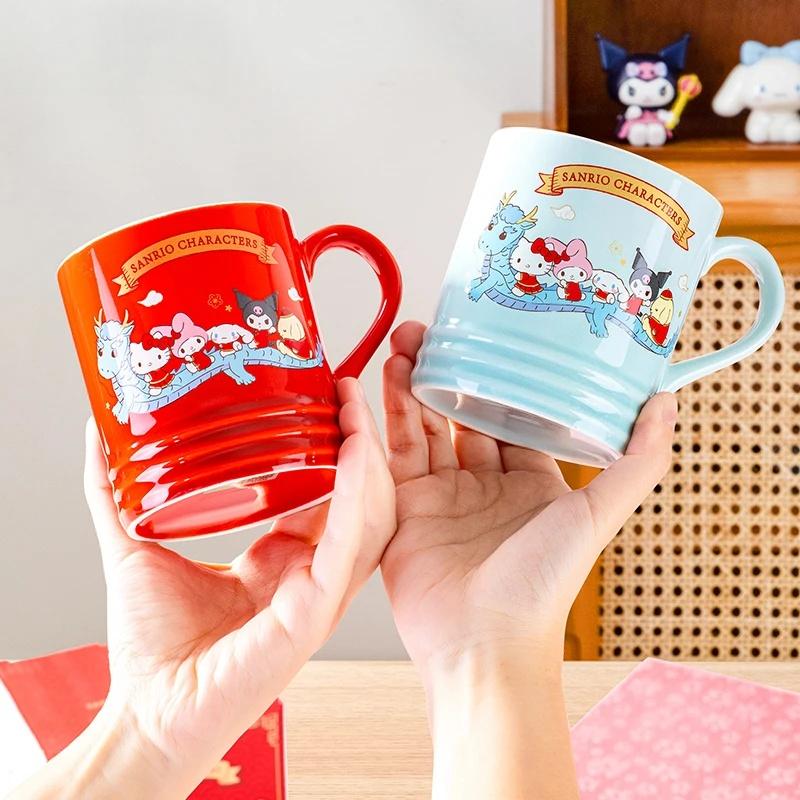 For Sanrio My Melody Ceramic Mugs Cartoon 320ml Coffee Milk Cups Creative Couple Water Cups with Handle Home Breakfast Drinkware