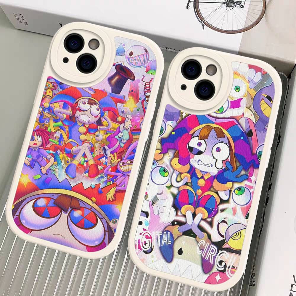 Étui de téléphone amusant en cuir A-Amazing D-Digital Circus Pour iPhone 16 15 14 Pro Max Plus 13 12 11 Housse en silicone