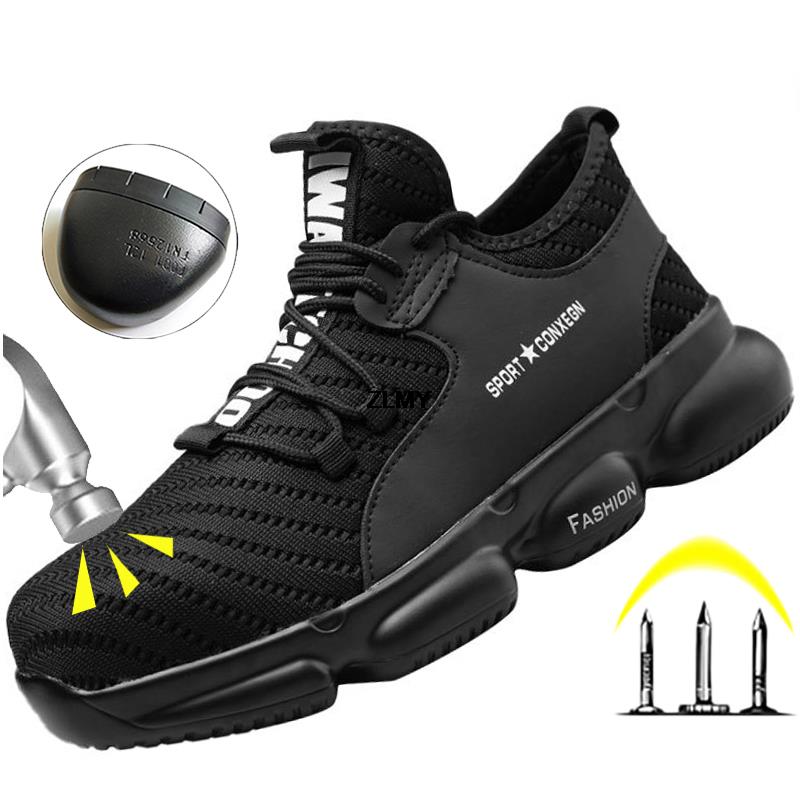 Modne męskie buty robocze ze stalowymi noskami, trampki, antypoślizgowe, przemysłowe, lekkie, odporne na przebicie, robocze, męskie buty robocze, buty męskie