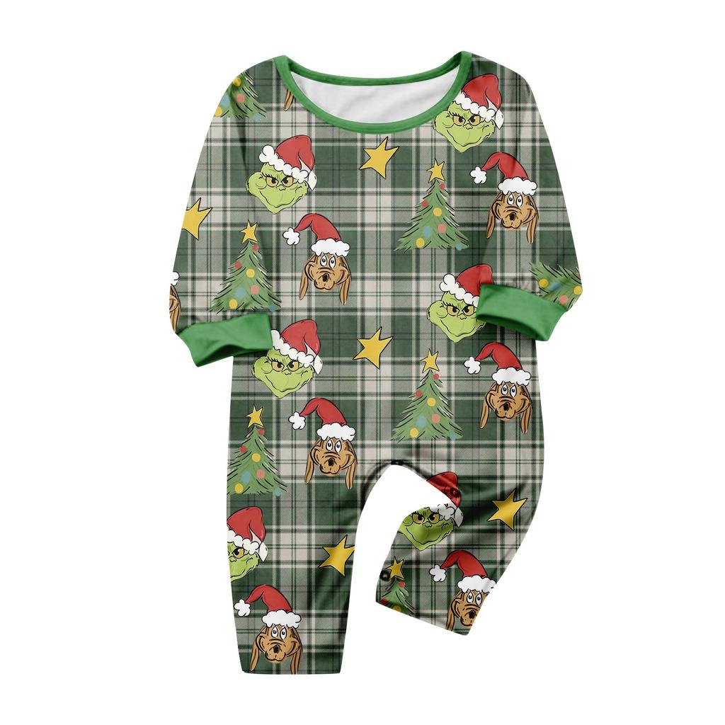 Christmas Print Cute Family Set Pajamas, Home Clothes, Family Set Long Sleeve Top Pants Set