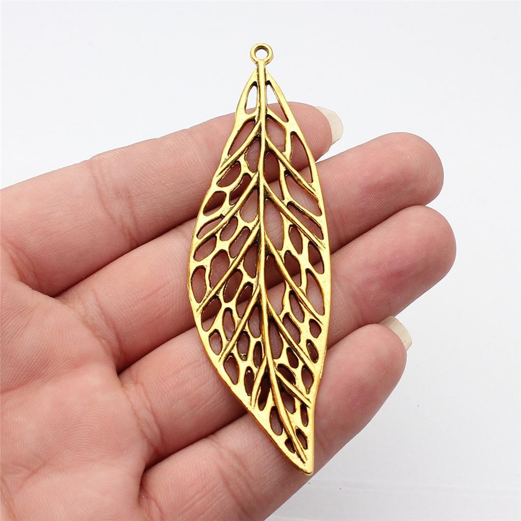 Foglie Grandi Dettagliate Fascino Botanico Bronzo Antico Lega di Zinco Materiali per la Creazione di Gioielli Stile Fabbricante di Gioielli Fascini Metallici