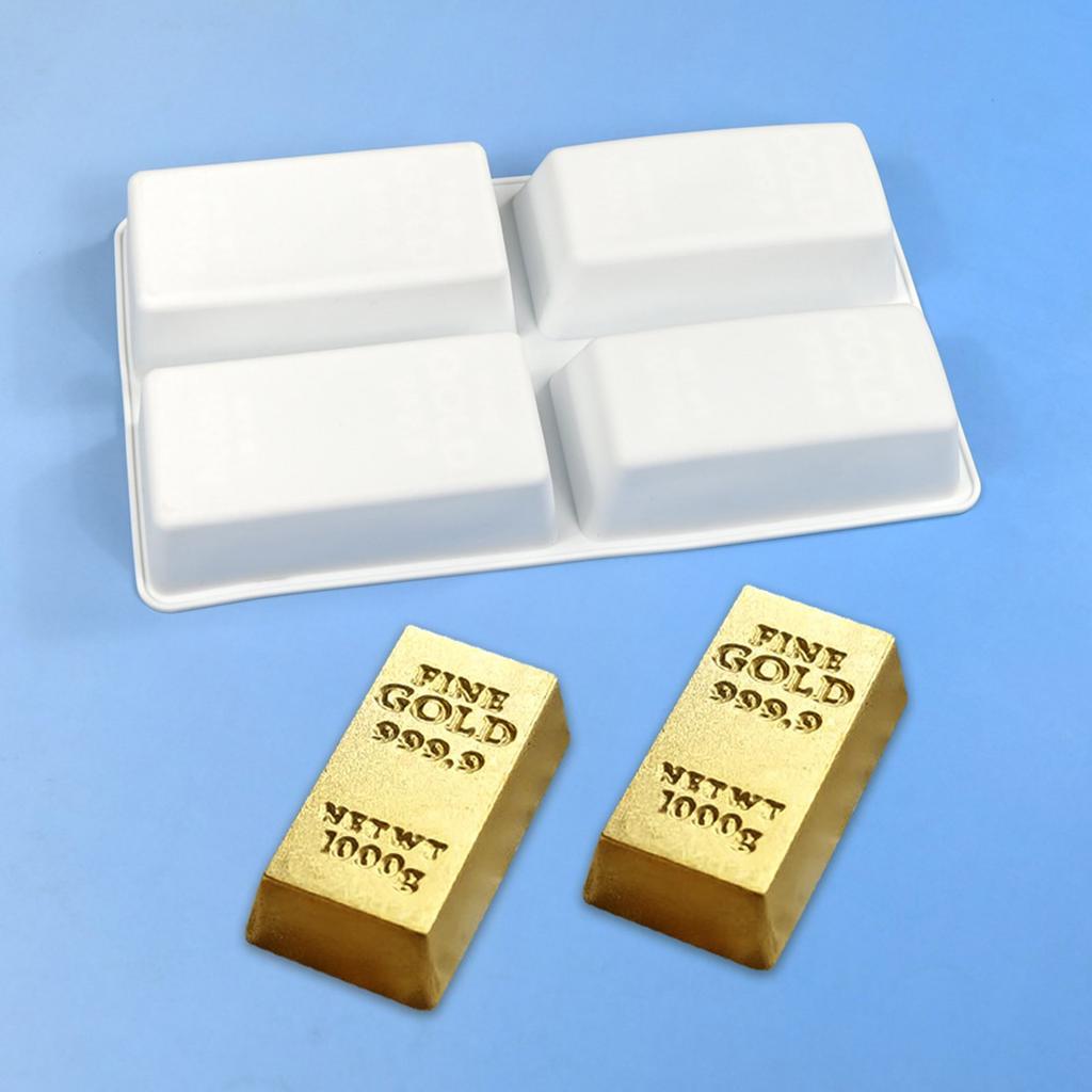 Gold Brick Shape Silicone Molds Fondant Chocolate Molds Holiday Baking Decorating Tool Making Mousses Cake Molds Endurin