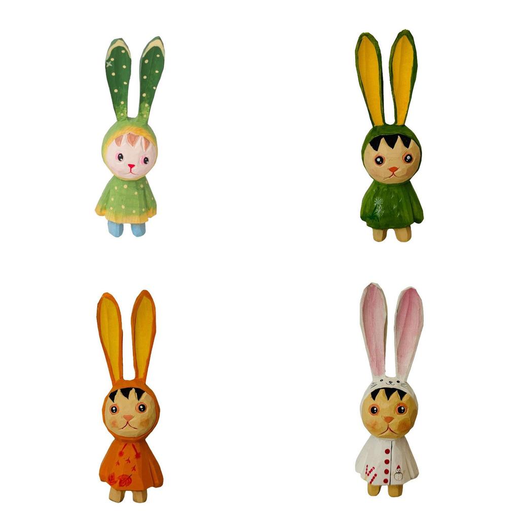Wooden Bunny Car Stand With Long Ears For Gift And Home Office Decoration In Bright Colors