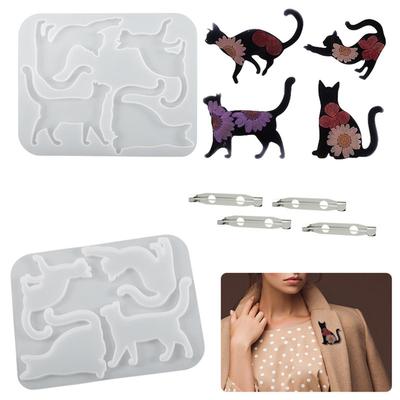 Durable tridimensional amplia aplicaciones molde epoxi broche de gato silicona accesorios de joyería DIY herramientas de fundición