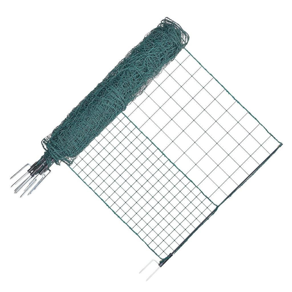Temporary Fence with Posts, 1.05 x 25m Plastic Mesh Fencing, Garden Safety Fences Netting with Double-Spike Stakes & Guy Ropes, Temporary Fence for
