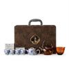 Silver-Plated Blue & White Porcelain Gongfu Tea Set with Kettle Handle - Perfect High-Grade Gift for Elders & Leaders.