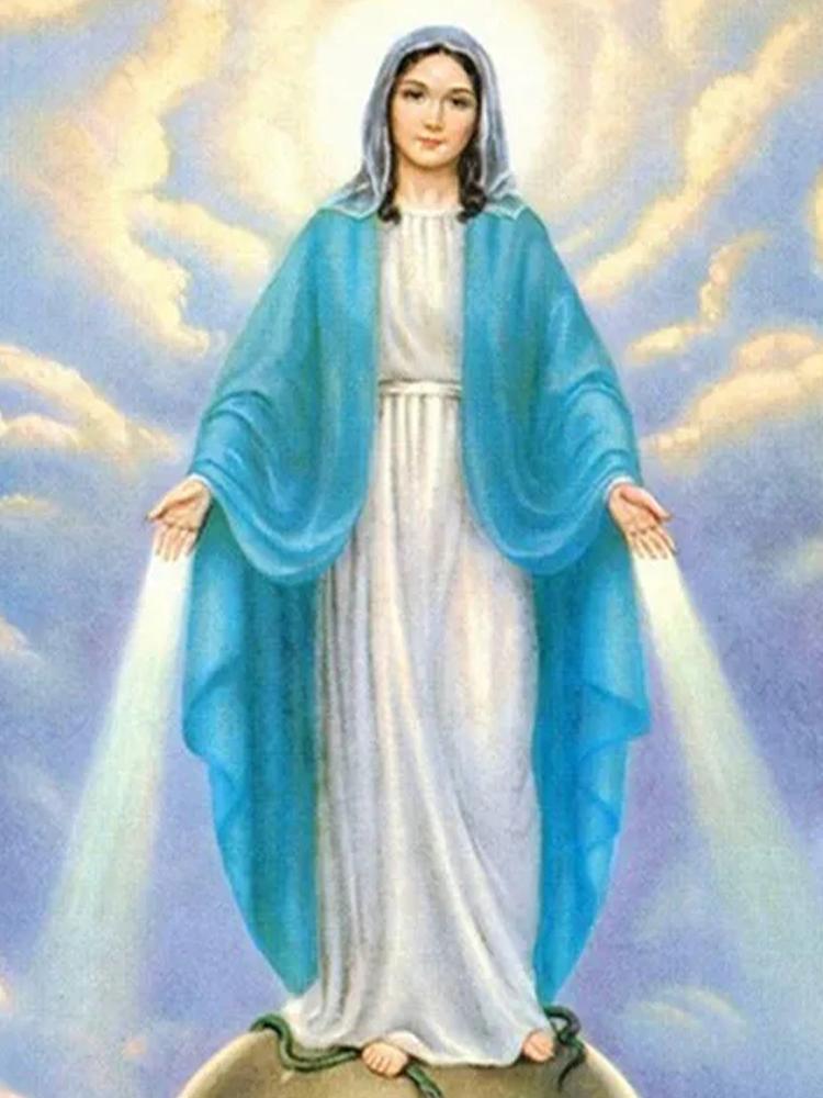 5D Virgin Mary Diamond Cross Embroidery Full Diamond Embroidery Full Circle Square Mosaic Christian Home Decoration Religion