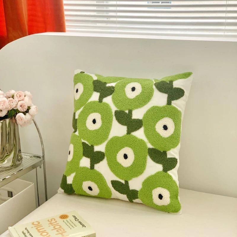 Tulip Plush Throw Pillow Cover Minimalist Simple Sofa Stamping Waist Cushion Cover Home Decor Embroidered Pillowcase 45x45CM