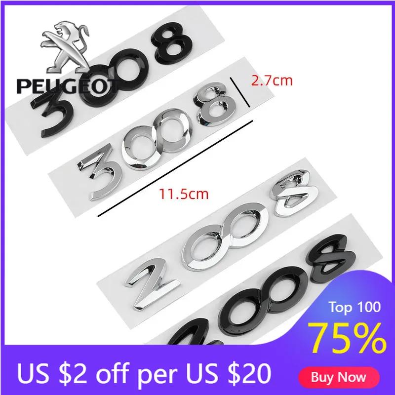 2026 Adesivo Auto Caldo 3D ABS Argento Nero Logo 2008 3008 4008 5008 Emblema Distintivo Auto Decalcomania Baule Adesivo Accessori Per Peugeot 2