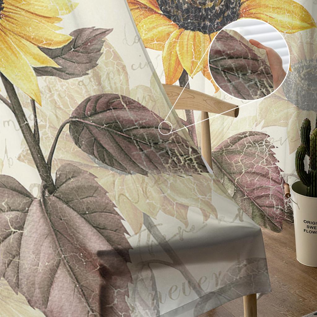 Retro Flower Butterfly Sunflower Sheer Curtains Modern Gauze Curtain for Living Room Bedroom Voile Yarn Curtains