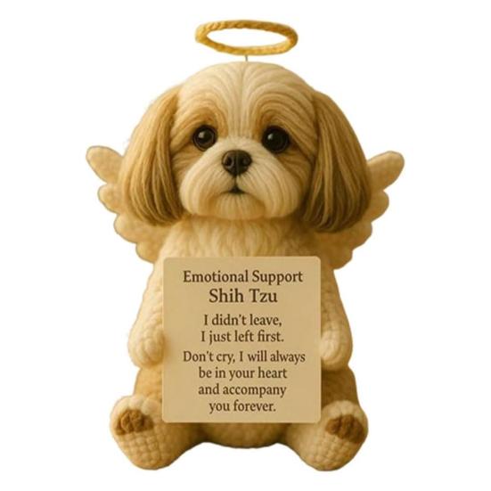 

Мемориальный позитивный вязаный крючком щенок, эмоциональная поддержка, собака-ангел, ручная работа, позитивное вязание крючком, животное, собака с вдохновляющей открыткой, памятный подарок на память, сочувствие