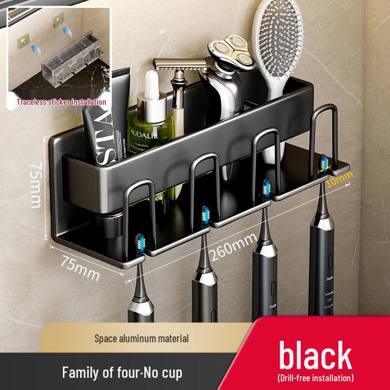 Wall-Mounted Punch-Free Toothbrush and Mouthwash Holder Set