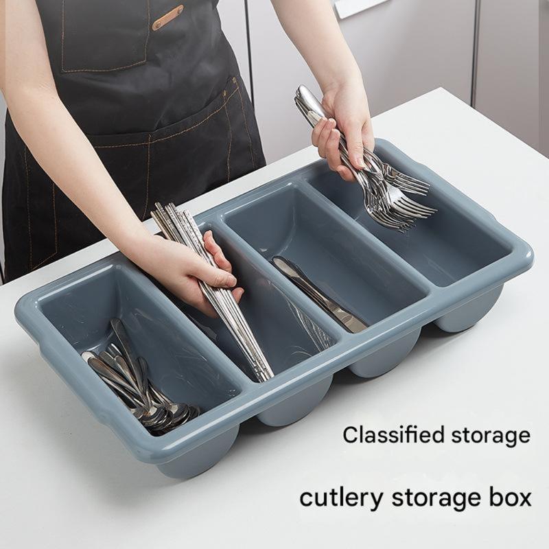 Plastic Silverware Holder with 4 Sections for Home Organization Four Compartments Kitchen Tool Organiser