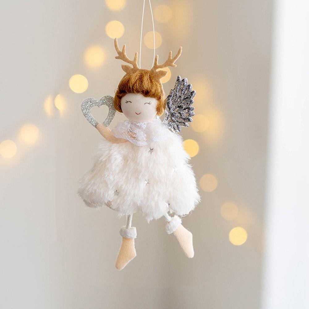 2pcs Plush Wings Angel Girl Pendant Soft Xmas Tree Hanging Decorations  Party Favors